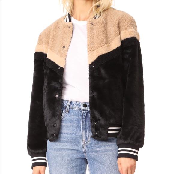 Free People Mixed Faux Fur Bomber 